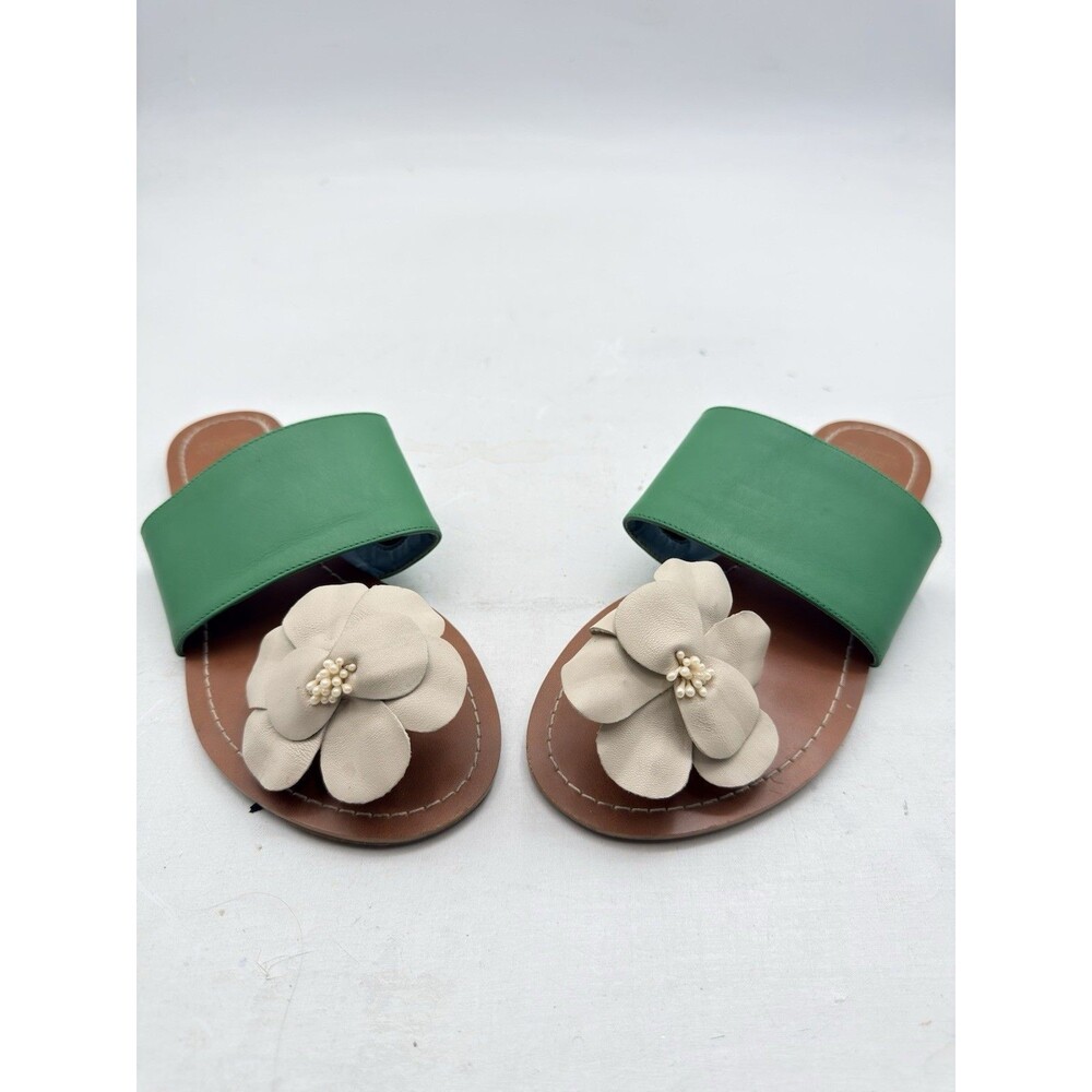 France's Valentine New York  Leather Flower Slip On Thong Sandals Size 7.5